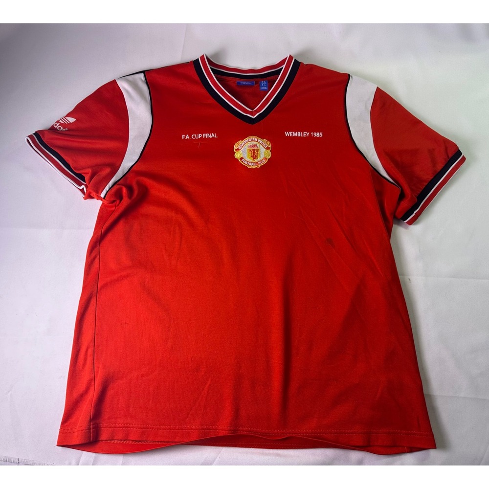 Adidas Originals Manchester United 1985 FA Cup Final Wembley Retro Shirt Red XL
